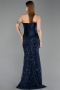 Abendkleid Lang Schuppig Marineblau ABU6242