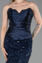 Abendkleid Lang Schuppig Marineblau ABU6242