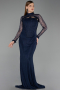 Abendkleid Lang Spitze Marineblau ABU6207