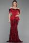 Abendkleid Lang Schuppig Weinrot ABU6243