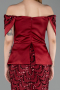 Abendkleid Lang Schuppig Weinrot ABU6243