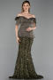 Abendkleid Lang Schuppig Khaki ABU6243
