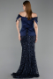 Abendkleid Lang Schuppig Marineblau ABU6243