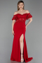 Rot Abendkleid Spitze Lang ABU2261