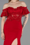 Rot Abendkleid Spitze Lang ABU2261