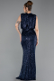 Abendkleid Lang Schuppig Marineblau ABU2752
