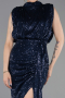 Abendkleid Lang Schuppig Marineblau ABU2752