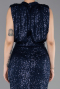 Abendkleid Lang Schuppig Marineblau ABU2752