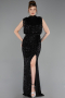Abendkleid Lang Schuppig Schwarz ABU2752