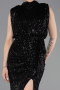 Abendkleid Lang Schuppig Schwarz ABU2752