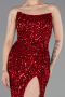 Abschlusskleid Lang Schuppig Rot ABU6218