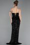 Abschlusskleid Lang Schuppig Schwarz ABU6218