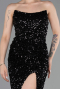 Abschlusskleid Lang Schuppig Schwarz ABU6218