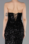 Abschlusskleid Lang Schuppig Schwarz ABU6218