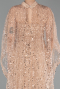 Abendkleid Lang Perlenbesetzt Gold ABU6220