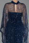 Abendkleid Lang Perlenbesetzt Marineblau ABU6220