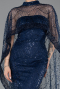 Abendkleid Lang Perlenbesetzt Marineblau ABU6220