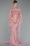 Abendkleid Lang Perlenbesetzt Puder ABU6220