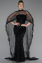 Abendkleid Lang Perlenbesetzt Schwarz ABU6220