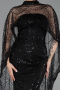 Abendkleid Lang Perlenbesetzt Schwarz ABU6220