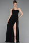 Abschlusskleid Lang Chiffon Schwarz ABU6223