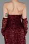Abendkleid Lang Schuppig Weinrot ABU6224