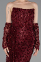 Abendkleid Lang Schuppig Weinrot ABU6224