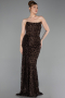 Abendkleid Lang Schuppig Braun ABU6224