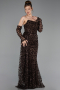 Abendkleid Lang Schuppig Braun ABU6224