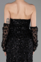 Abendkleid Lang Schuppig Schwarz ABU6224
