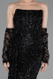 Abendkleid Lang Schuppig Schwarz ABU6224