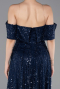 Partykleid Midi Perlenbesetzt Marineblau ABK2639