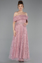 Partykleid Midi Perlenbesetzt Puder ABK2639