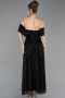 Partykleid Midi Perlenbesetzt Schwarz ABK2639