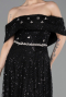 Partykleid Midi Perlenbesetzt Schwarz ABK2639