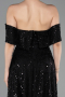 Partykleid Midi Perlenbesetzt Schwarz ABK2639