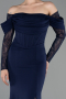 Abendkleid im Meerjungfrau-Stil Lang Marineblau ABU6235