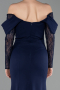 Abendkleid im Meerjungfrau-Stil Lang Marineblau ABU6235