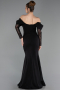 Abendkleid im Meerjungfrau-Stil Lang Schwarz ABU6235