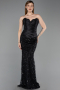 Abendkleid Lang Schuppig Schwarz ABU6242