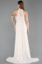 Abendkleid Lang Perlenbesetzt Beige ABU6236