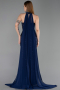 Abendkleid Lang Perlenbesetzt Marineblau ABU6236