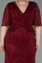 Weinrot Abendkleid İn Übergröße Lang ABU4542