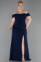 Abschlusskleid In Übergröße Lang Marineblau ABU6246