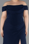 Abschlusskleid In Übergröße Lang Marineblau ABU6246