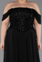 Abendgarderobe in Großen Größen Lang Chiffon Schwarz ABU6260