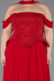 Bekleidung in Großen Größen Lang Chiffon Rot ABU6247