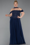 Bekleidung in Großen Größen Lang Chiffon Marineblau ABU6247