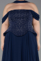 Bekleidung in Großen Größen Lang Chiffon Marineblau ABU6247