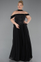 Bekleidung in Großen Größen Lang Chiffon Schwarz ABU6247